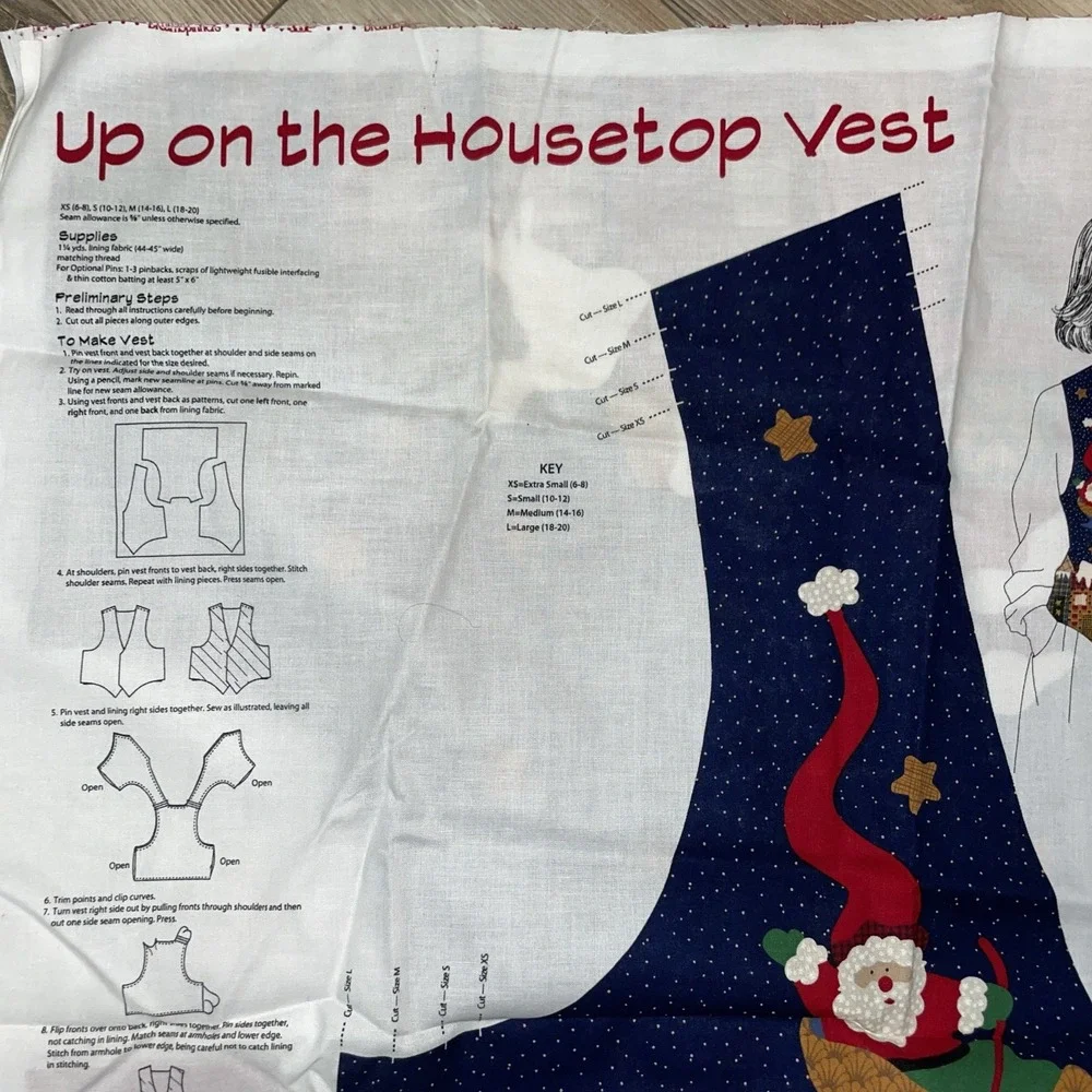 VTG Dream Spinners V.I.P Up on the Housetop Vest Panel - Christmas‎ - UNCUT